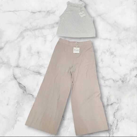 Marled Other - Marled Tan & Cream Sweater Tank & Pants Set Size Large